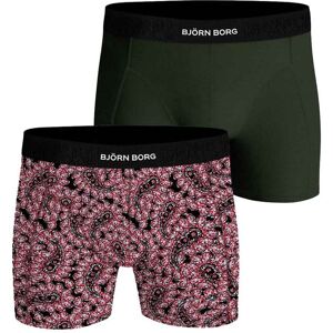 Björn Borg Premium Cotton Stretch Boxer 2-Pack, XL, Green/Print