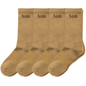 5.11 Tactical Duty Ready Basic Crew Socks (4-Pack) (Färg: US Dark Coyote, Storlek: Medium (40.5 - 44))