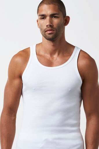 Bread & Boxers Linne Tank Ribbed Vit  Male Vit