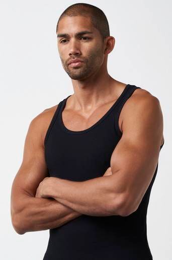 Bread & Boxers Linne Tank Ribbed Svart  Male Svart