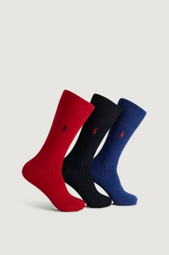 Polo Ralph Lauren 3-Pack Strumpor Socks Rib Röd  Male Röd