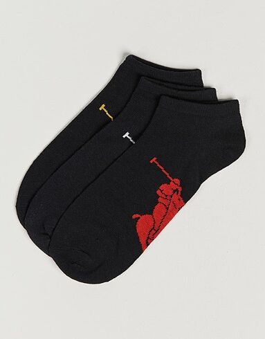 Polo Ralph Lauren 3-Pack Big Pony Sneaker Sock Black