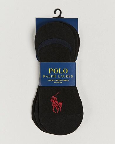 Polo Ralph Lauren 3-Pack No Show Big Pony Socks Black