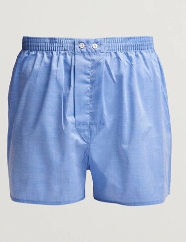 Derek Rose Classic Fit Cotton Boxer Shorts Blue