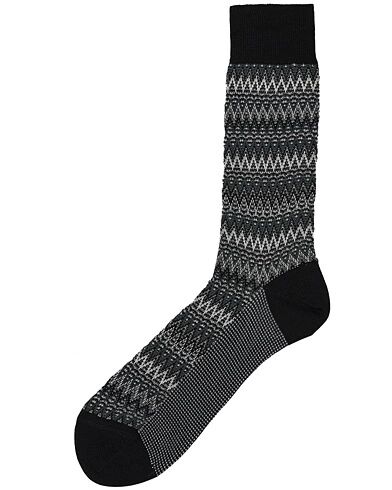 Missoni Zig-Zag Crochet Knit Socks Black/White