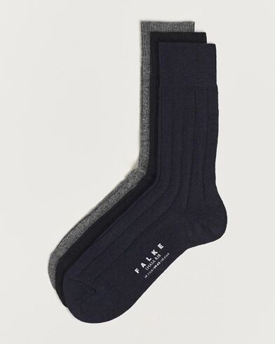 Falke 3-Pack Lhasa Cashmere Socks Black/Dark Navy/Light Grey