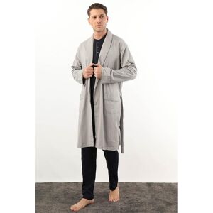 Piero Piccini Men's Shawl Collar Cotton Dressing Gown Gray