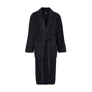 The Savile Row Company London Savile Row Company Black Fleece Supersoft Dressing Gown with Grey Piping S