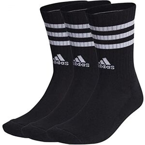 adidas Unisex Kids 3-Stripes Cushioned Crew Socks 3 Pairs, Black/White, 2-3 Years