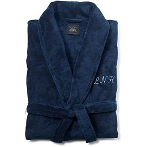 The Savile Row Company London Personalised Men's Lightweight Super Soft Warm Fleece Dressing Gown - Navy Plain - Medium