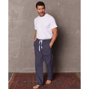 Savile Row Company Navy White Grid Check Organic Cotton Lounge Pants XL - Men