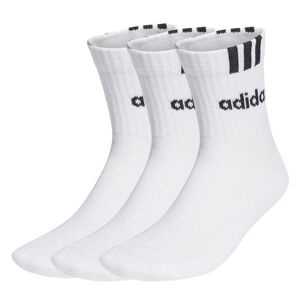 adidas Linear 3 Stripe Cushioned Half Crew Sock White/Black Ladies 4-8 unisex
