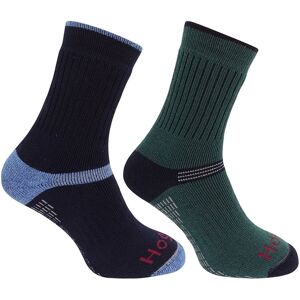 Hoggs of Fife 1905 Tech Active Socks (Twin Pack) 4-7 Green/Navy