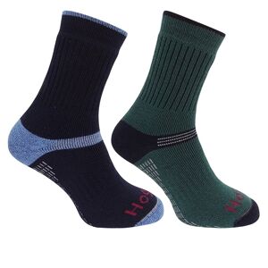 Hoggs of Fife 1905 Tech Active Socks (Twin Pack) 10-13 Green/Navy
