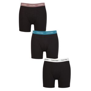 SockShop Mens 3 Pack Calvin Klein Cotton Stretch Longer Leg Trunks Capri / Ocean Depths XS  - Black - Size: Extra Small