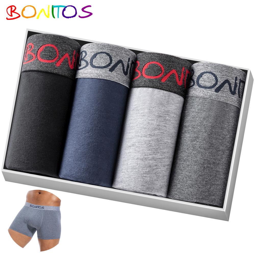 BONITOS 4pcs New Men's Panties Pack Cotton underwear for man Boxer shorts Sexy Underpants Male
