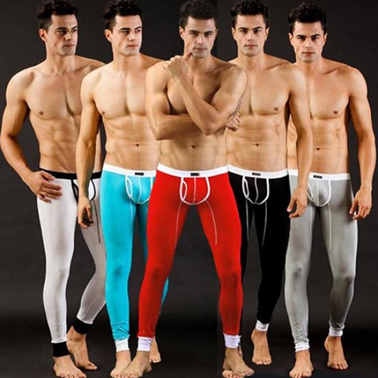 SOUTONG Men's U Convex Pouch  Skinny Pants Thermal Underwear Leggings