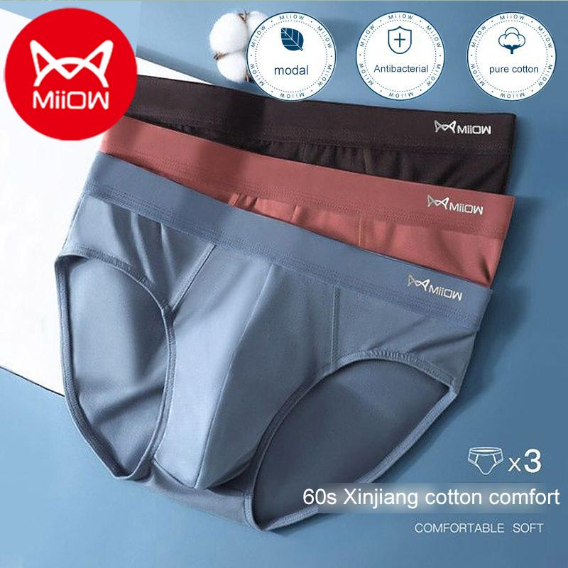 Miiow Cotton Triangle Underwear Men's Plus Large Size Antibacterial Modal Crotch Shorts Sexy Trend Breathable Traceless