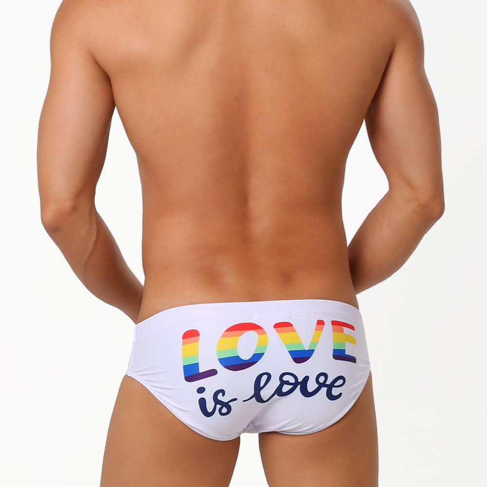 Apricot-Q Fashion Men's Triangle Brief Striped Loveislove printed Lingerie Underwear
