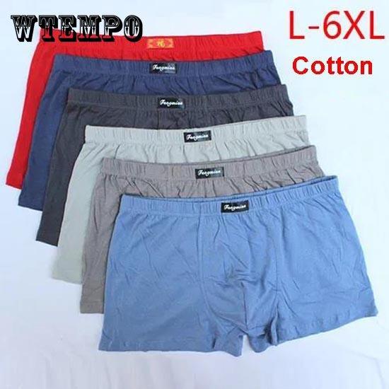 WTEMPO 6 Pairs of Pure Cotton Underwear Men's Boxer Shorts Mid-waist Large Size Boxer Briefs Loose Shorts