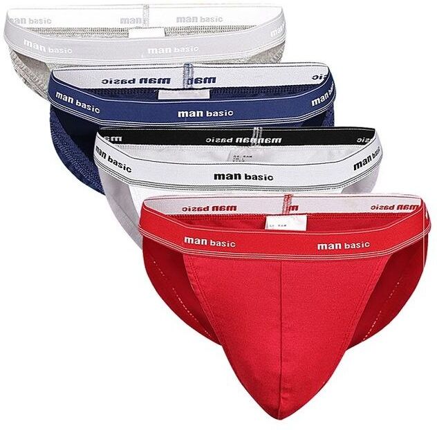 YOUNAXIN 4 Pieces Men's Briefs Cotton Underwear High Quality Underpants S/M/L/XL/XXL/XXXL/XXXXL