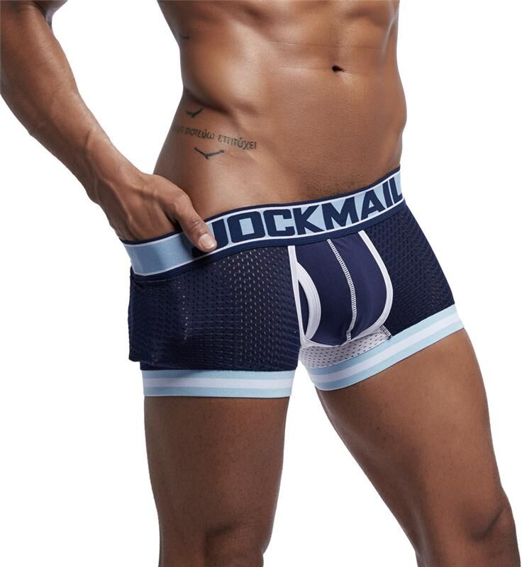 Boxer Briefs JOCKMAIL Brand Men's Underwear Breathable Nylon Mesh Spliced Soft Cotton Underpants Low Waist Sports Men's Trunks