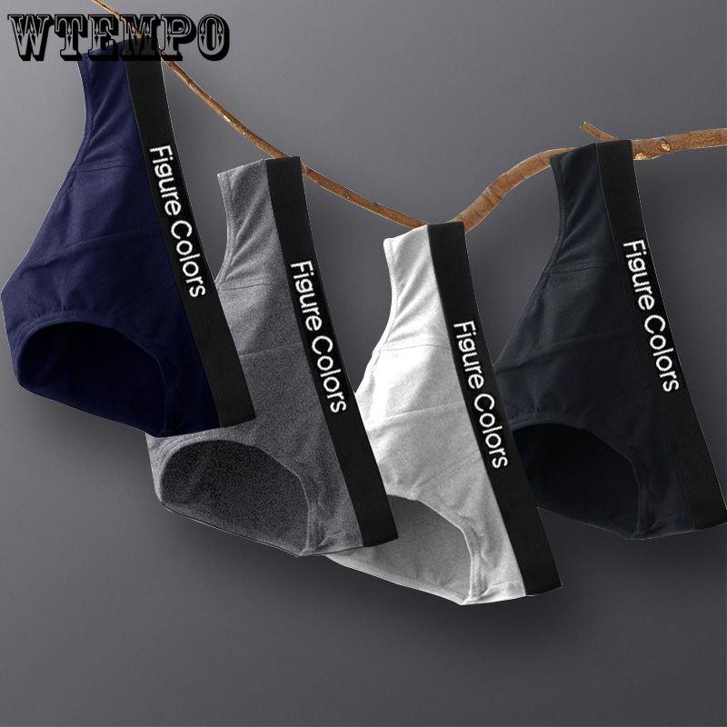 WTEMPO 100% Cotton Mens Briefs Men Underwear Panties Men's Breathable Panties Solid Sexy Comfortable Shorts