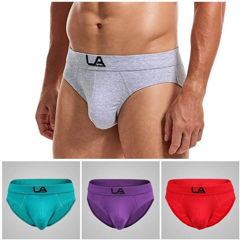 Yan Sheng Men's Underwear Briefs Cotton Mid-waist Drop Glue Large Size Solid Color Sports Briefs