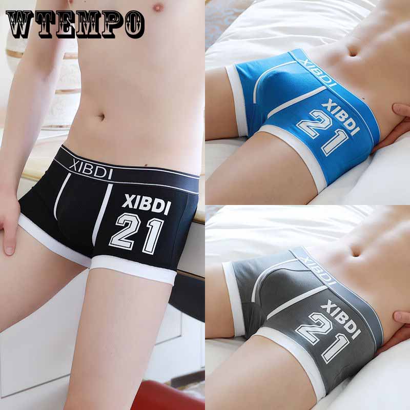 WTEMPO Underwear Men's Cotton Boxer Pants Men's Breathable and Comfortable Boxer Shorts Youth Waist
