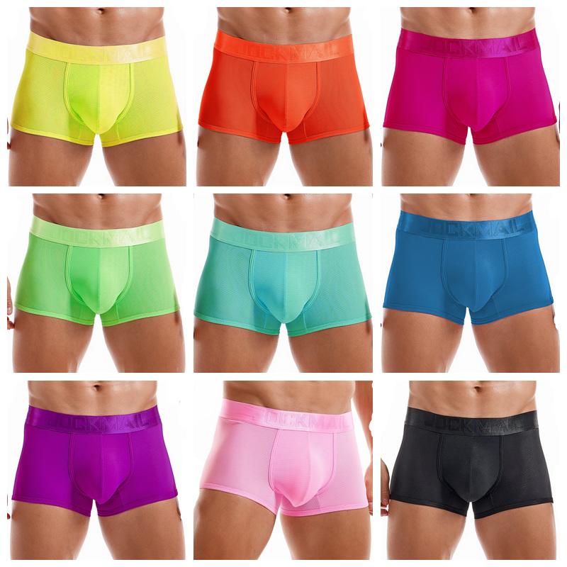 Boxer JOCKMAIL Solid Colour Low Waisted Mesh Breathable Sports Men's Underwear Microfibre Soft ComfortableTrunks Underpants