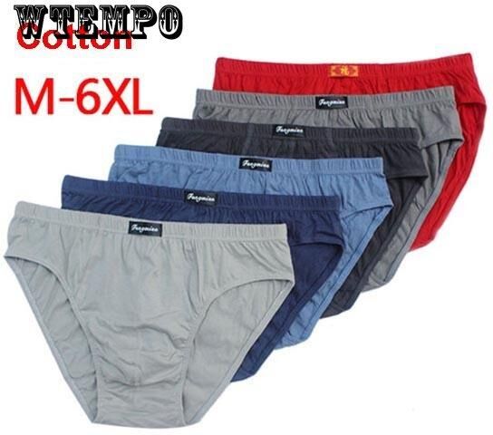 WTEMPO 6 Packs of Men's Underwear, Cotton Mid-rise Loose-fitting Briefs, Plus-size Fat Underwear