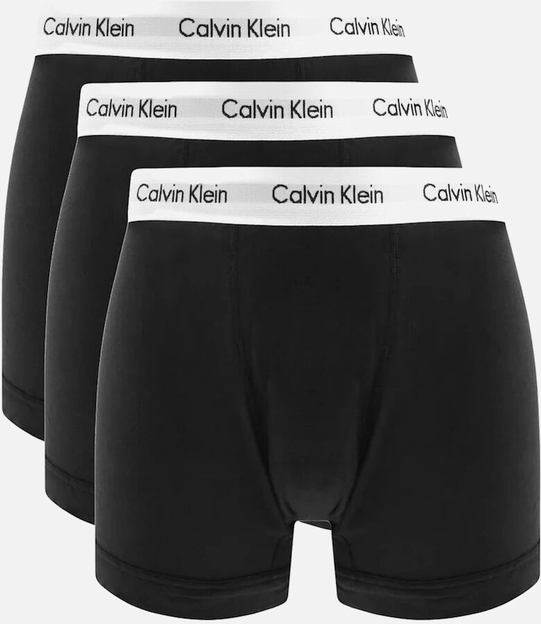 Men's Calvin Klein 3 Pack White Band Trunks Underwear in Black - Size: 37/36/32