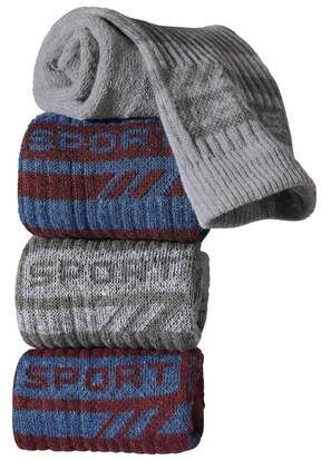 Atlas for Men Pack of 4 Pairs of Men's Sports Socks - Burgundy Grey Indigo  - BURGUNDY - Size: 9-11