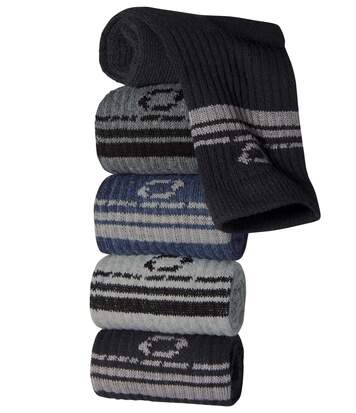 Atlas for Men Pack of 5 Men's Sports Socks - Black Grey Blue  - GREY - Size: 5Â½-8