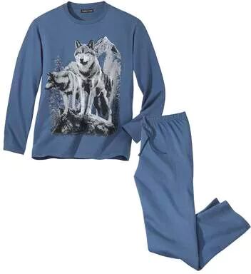 Atlas for Men Men's Wolf Print Pyjamas  - BLUE - Size: 3XL