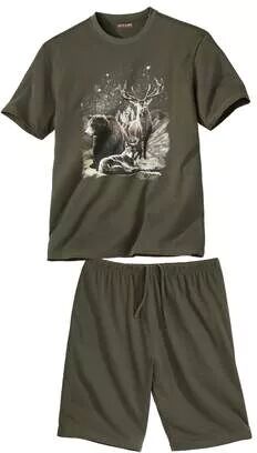 Atlas for Men Men's Short Animal Print Pyjama Set  - KHAKI - Size: 3XL