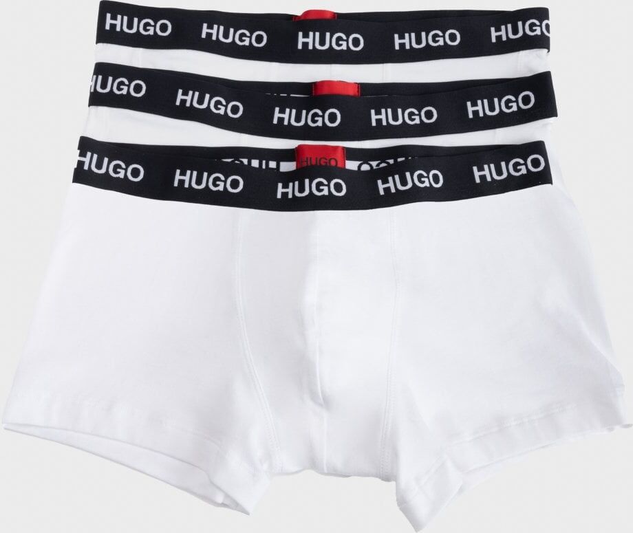 Hugo Boss Three Pack Stretch-Jersey Mens Trunks  - White 100 - S - male