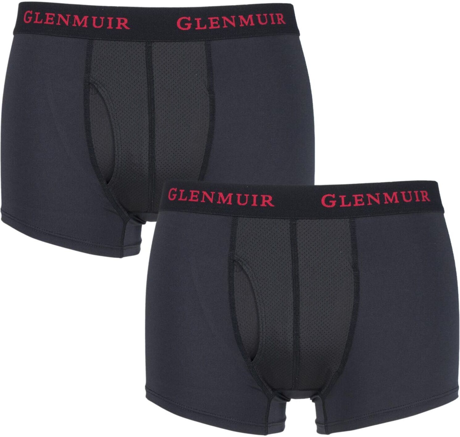 2 Pair Black / Red Performance Underwear 3-Inch Leg Men's Small - Glenmuir  - Black - Size: Small