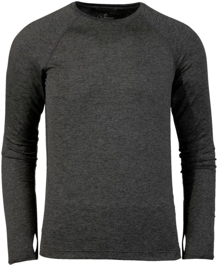 Men's L.L.Bean Simple Soft Base Layer - Long Underwear, Crew Dark Black Heather Extra Large, Synthetic