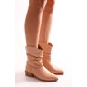 Shoeberry Women's Archie Nude Leather Gadgets Flat Heel Boots, Nude Skin. Other 39 female