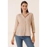 By Saygı Buttons Up Front Polo Collar Shirt With Buttons Beige Other M female