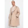 Trendyol Bej Oversize Wide Cut Long Stucked Coat maro 40 female