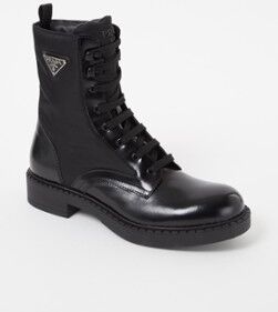 Prada Chocolate Schnürstiefel mit Lederdetails Schwarz 42, 43