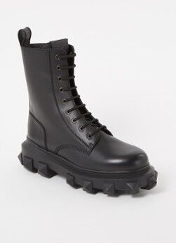 Valentino Trackstud Schnürstiefel aus Kalbsleder Schwarz 42, 43