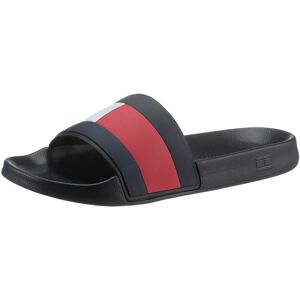 Tommy Hilfiger Badepantolette »RUBBER TH FLAG POOL SLIDE«, Sommerschuh,... schwarz-rot-weiss  45