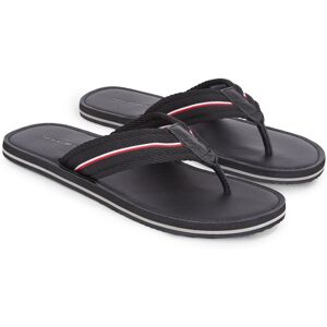 Tommy Hilfiger Zehentrenner »HILFIGER LEATHER BEACH SANDAL«, Sommerschuh,... schwarz Größe 39