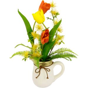 I.GE.A. Kunstblume »Arrangement Tulpen«, Krug aus Keramik gelb/orange Größe
