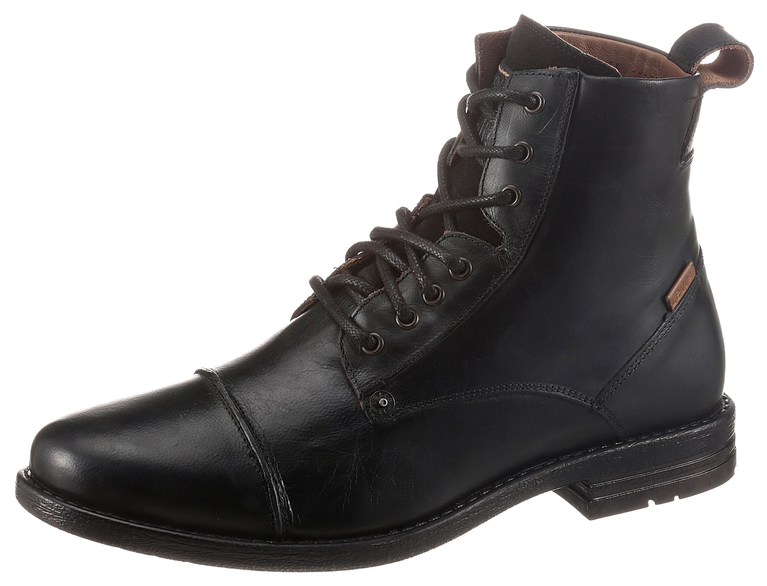 Levi's® Schnürstiefelette »EMERSON«, mit grosser Anziehlasche schwarz  39 40 41 42 43 44 45 46