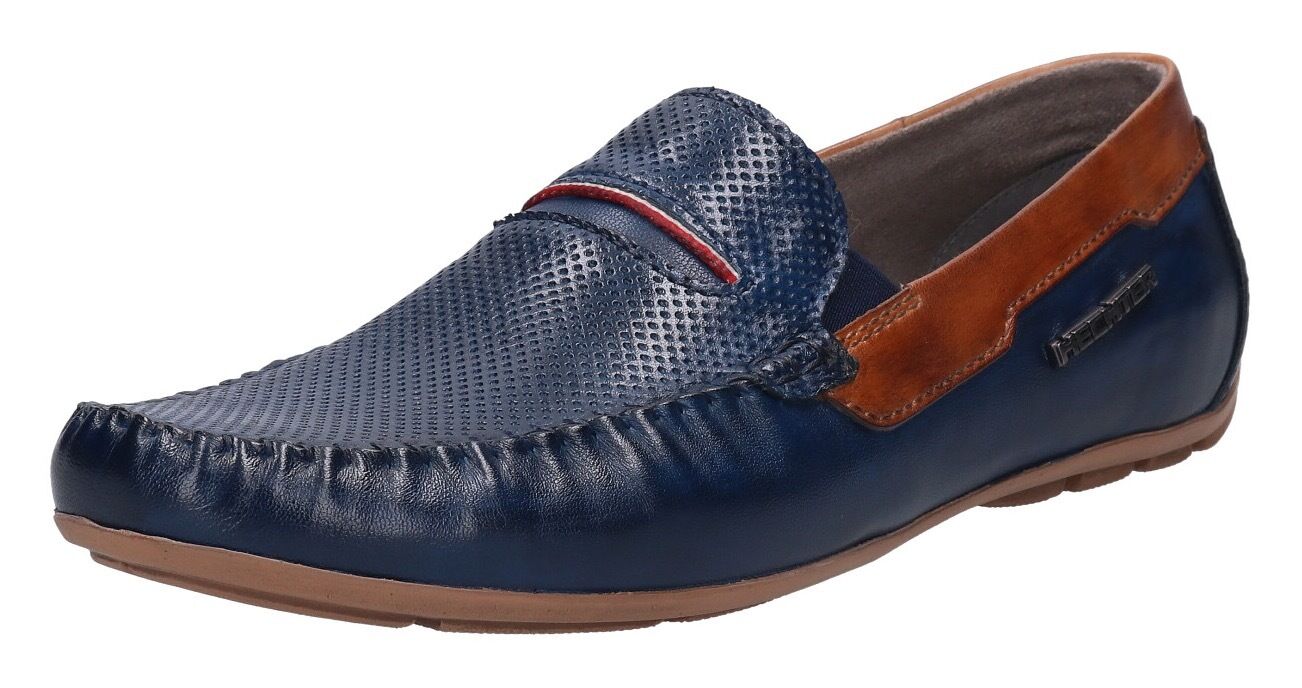 Daniel Hechter Slipper »MUGERO«, mit Kontrast-Details und Perforation blau  40 41 42 43 44 45 46