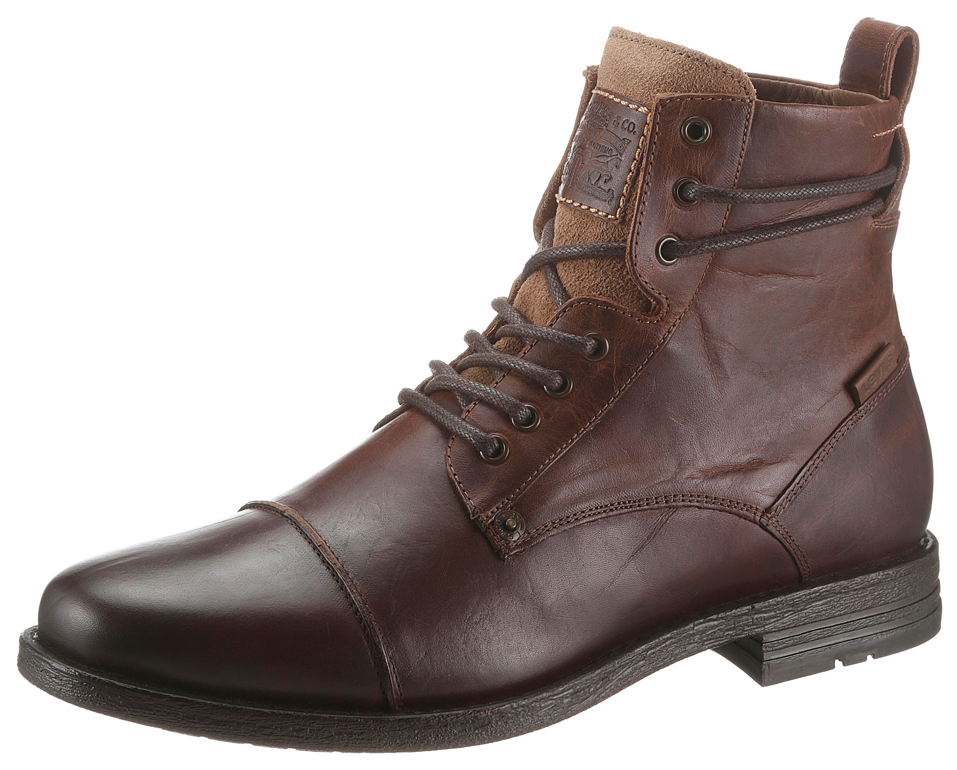 Levi's® Schnürstiefelette »EMERSON«, mit grosser Anziehlasche braun  39 40 41 42 43 44 45 46 47 48